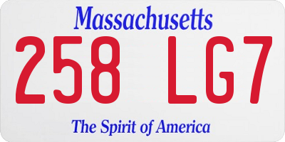 MA license plate 258LG7
