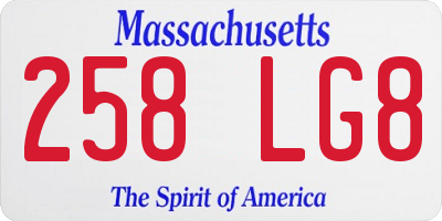 MA license plate 258LG8