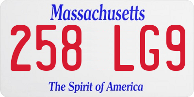 MA license plate 258LG9