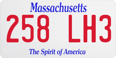 MA license plate 258LH3