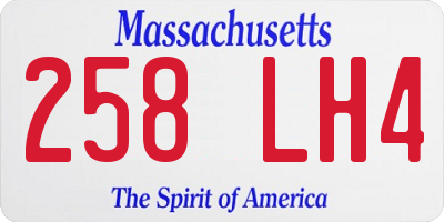 MA license plate 258LH4