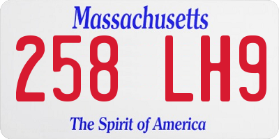 MA license plate 258LH9
