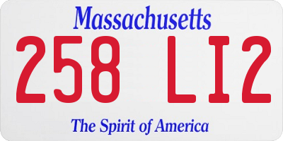 MA license plate 258LI2