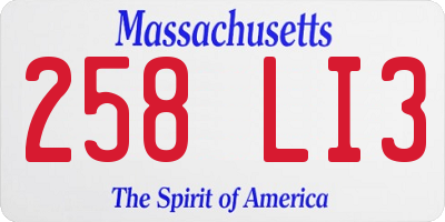 MA license plate 258LI3