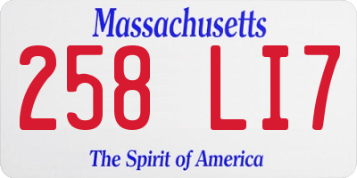 MA license plate 258LI7