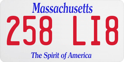MA license plate 258LI8