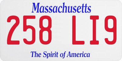 MA license plate 258LI9
