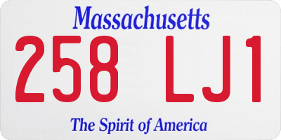MA license plate 258LJ1