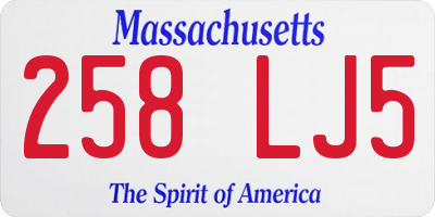 MA license plate 258LJ5