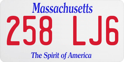 MA license plate 258LJ6
