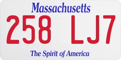 MA license plate 258LJ7