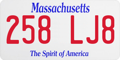 MA license plate 258LJ8