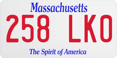 MA license plate 258LK0
