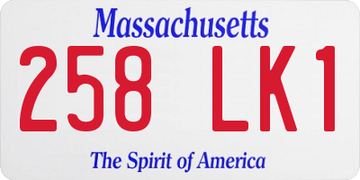 MA license plate 258LK1