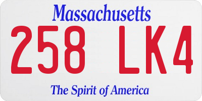 MA license plate 258LK4