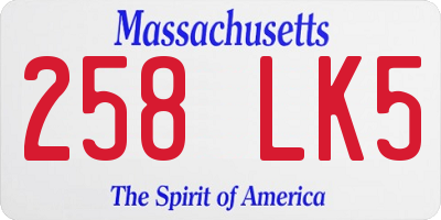 MA license plate 258LK5