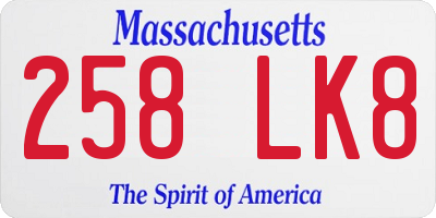 MA license plate 258LK8