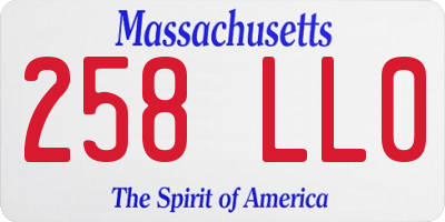 MA license plate 258LL0