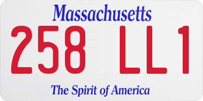 MA license plate 258LL1