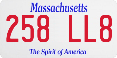 MA license plate 258LL8
