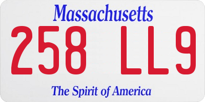 MA license plate 258LL9