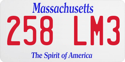 MA license plate 258LM3
