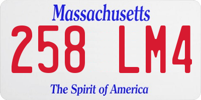 MA license plate 258LM4