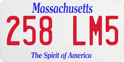 MA license plate 258LM5