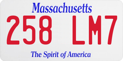 MA license plate 258LM7