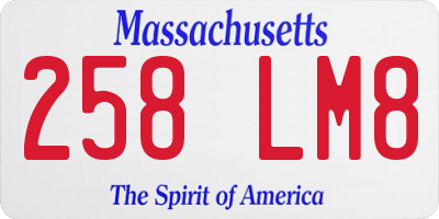 MA license plate 258LM8