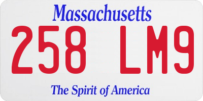 MA license plate 258LM9
