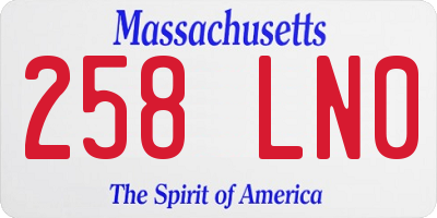 MA license plate 258LN0