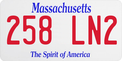 MA license plate 258LN2