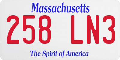 MA license plate 258LN3