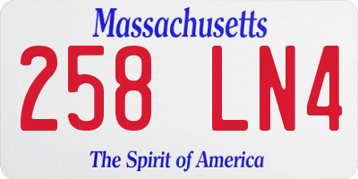 MA license plate 258LN4