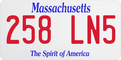 MA license plate 258LN5