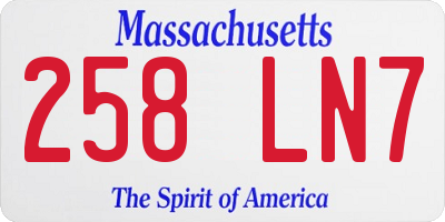 MA license plate 258LN7