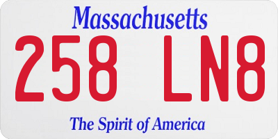 MA license plate 258LN8