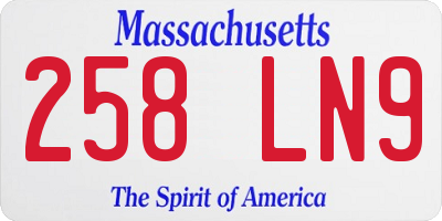 MA license plate 258LN9