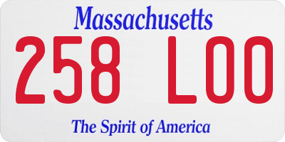 MA license plate 258LO0