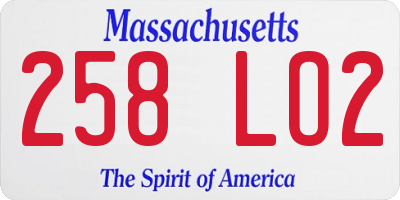 MA license plate 258LO2