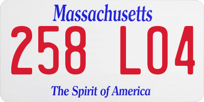 MA license plate 258LO4