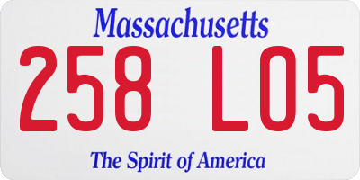 MA license plate 258LO5