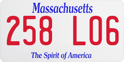 MA license plate 258LO6