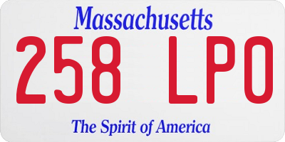 MA license plate 258LP0