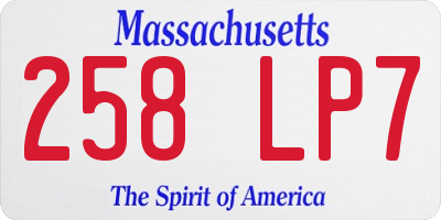 MA license plate 258LP7
