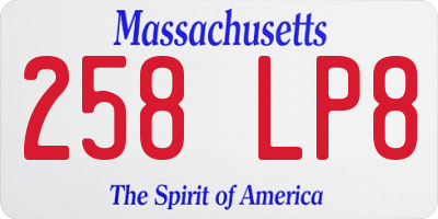 MA license plate 258LP8