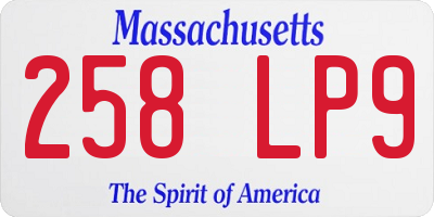 MA license plate 258LP9