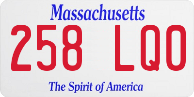 MA license plate 258LQ0