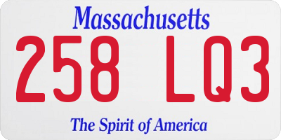 MA license plate 258LQ3